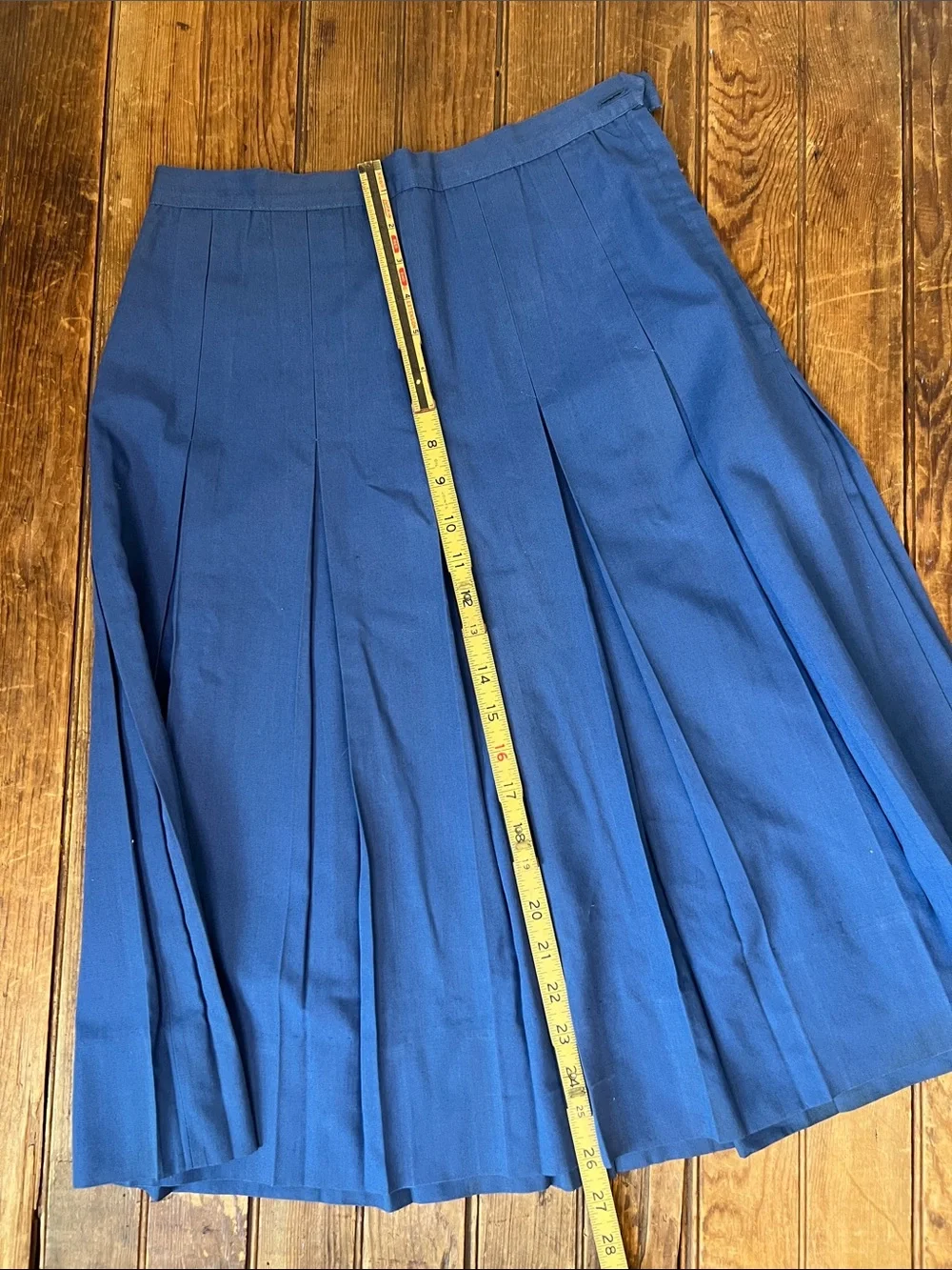Vintage 70s Classic Skirt high quality Pleated Blue cotton Midi size medium